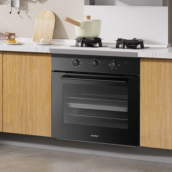 Midea COMFEE' 60cm Built-in Electric Fan Oven - 60L, 8 Functions (Air Fry + Multiphase Cooking), Easy-Clean Removable Door [Energy Class A] Practical for Kitchen Space-Saving Needs
