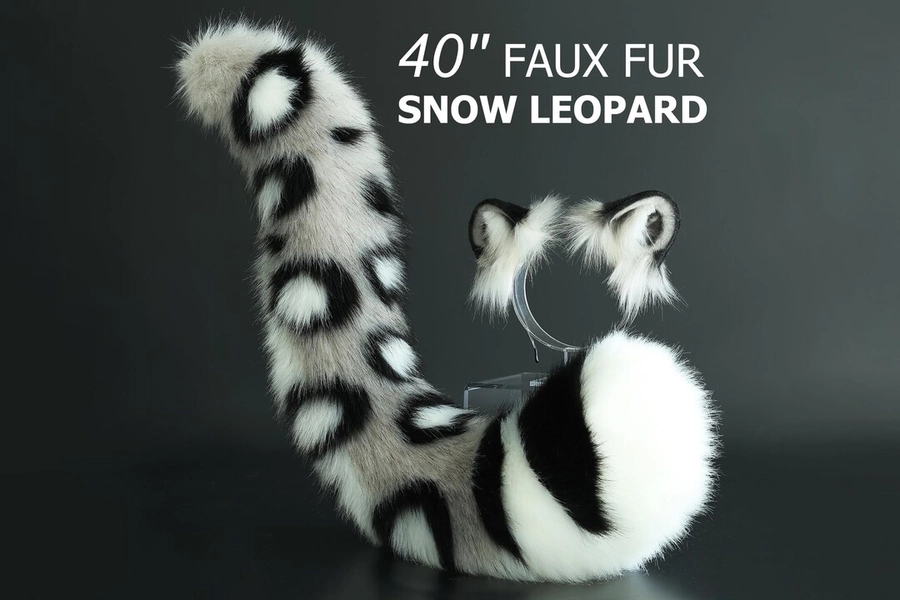 Realistic Faux Fur White Gray Snow Leopard Ear and Tail Set Anime Cosplay Kenomomimi Leopard Tail and Ear Set Petplay Animal Role Playing - Etsy