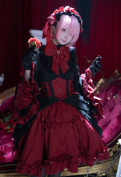  Ram Cosplay Costume Gothic Black and Red 