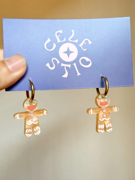 Gingerbread Man Shrek Earrings by Celestio Studio - in.cube8r