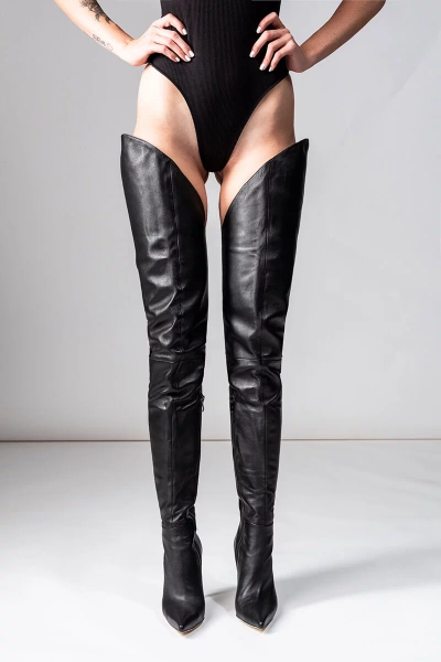 Leather Thigh High Boots - by Arollo