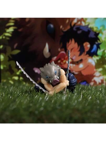 Inosuke The Boar Boy Arrives! Q Version Inosuke Hashibira Figurine - Perfect Anime Character Collectible, Decorative Merchandise