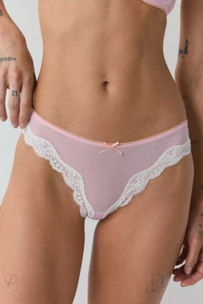 Out From Under Angel Mesh Lace Trim Thong