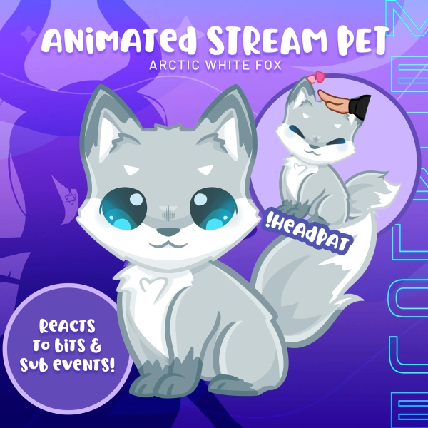 Interactive Twitch Arctic Fox Stream Pet: Reacts to Subs and Bits Events, Greets Chatters and Reacts to Commands by Meialoue (@Meialoue)