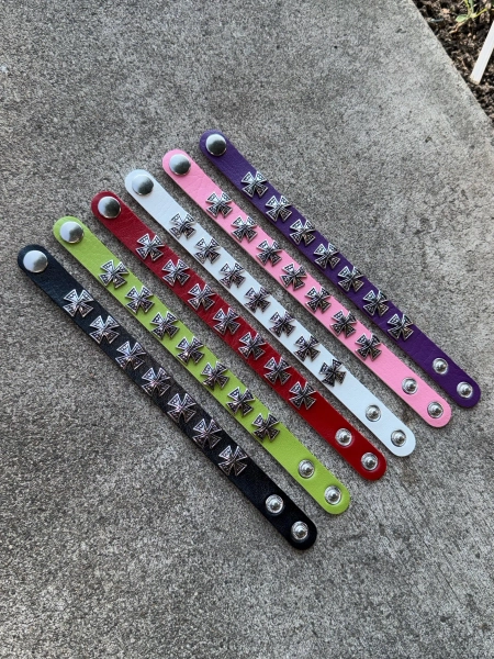 Leather Cross Stud Bracelet – Gothic & Punk Style Bracelet