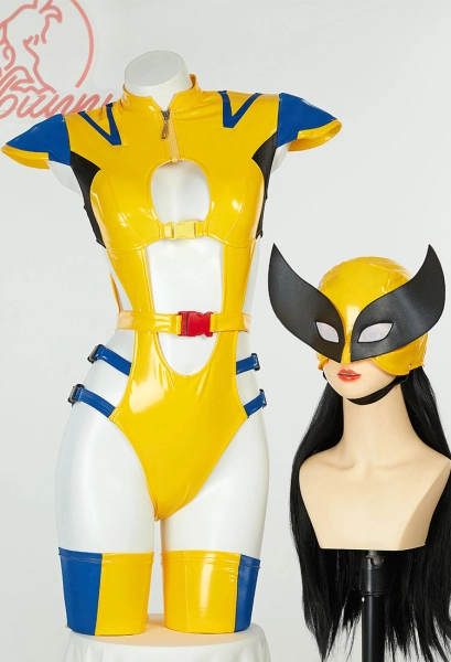 Super Hero Derivative Sexy Lingerie Set Cutout Bodysuit with Hat Gloves