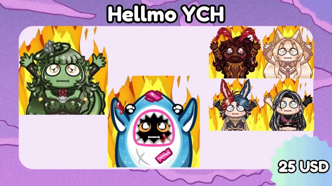Hellmo [Fire Elmo] YCH Animated Emote by morrigh (@morrigh)