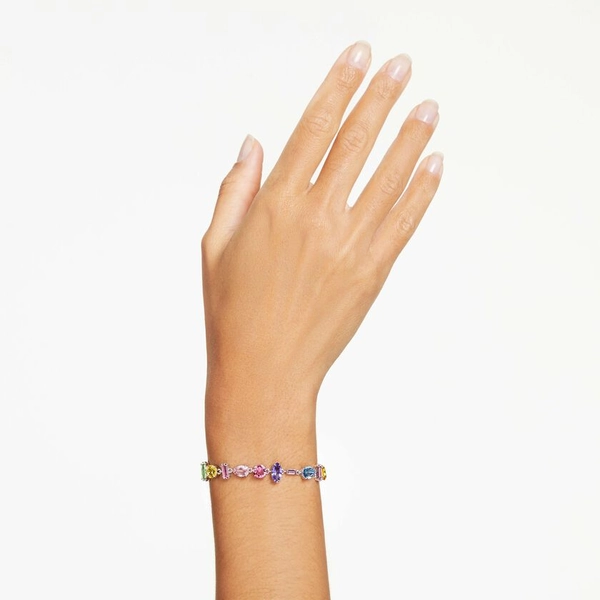 Gema bracelet, Mixed cuts, Multicolored, Rhodium plated