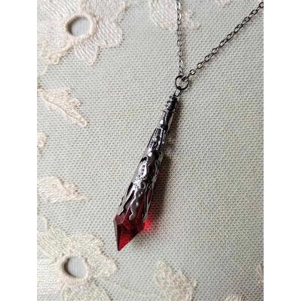 Gothic Vampire Necklace, Blood Red & Gunmetal: Boxed