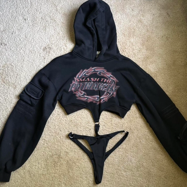 NAMILIA smash the patriarchy body suit with hoodie...