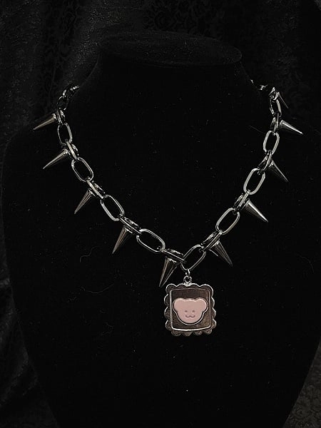 [$5.99]Punk Metal Studs Design Bear Choker