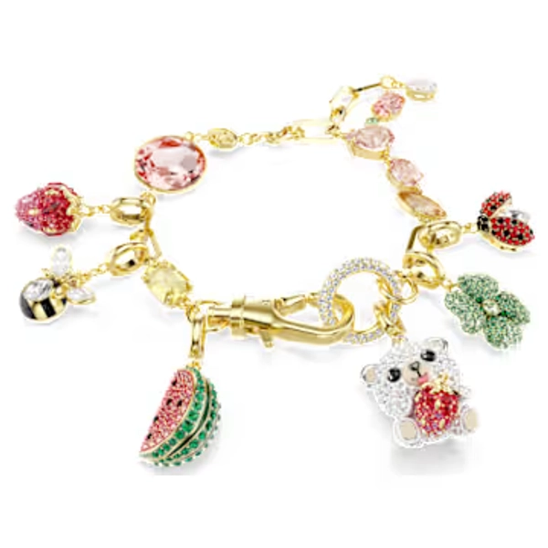 Idyllia bracelet, Mixed cuts, Mixed motifs, Multicolored, Gold-tone plated