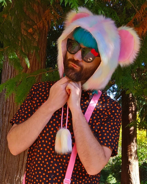 Pastel Rainbow Fluffy Hat 
