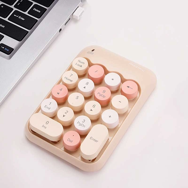 Pastel Cute Wireless Numeric Keypad USB Mini Number Keyboard Kawaii Desk Decor - Beige