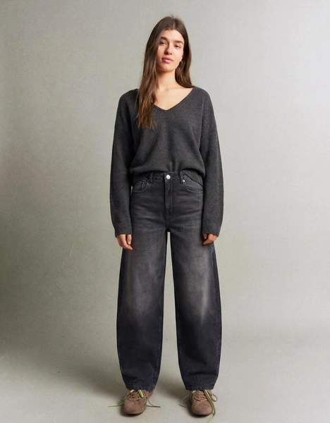 Barrel-Jeans mit hohem Bund Gr. 38