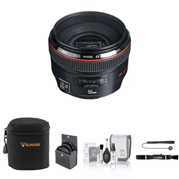 Canon EF 50mm f/1.2L USM Lens, Bundle with ProOptic 72mm Filter Kit, Soft Lens Case, Lens Cleaner, Cleaning Kit, Lens Cap Tether