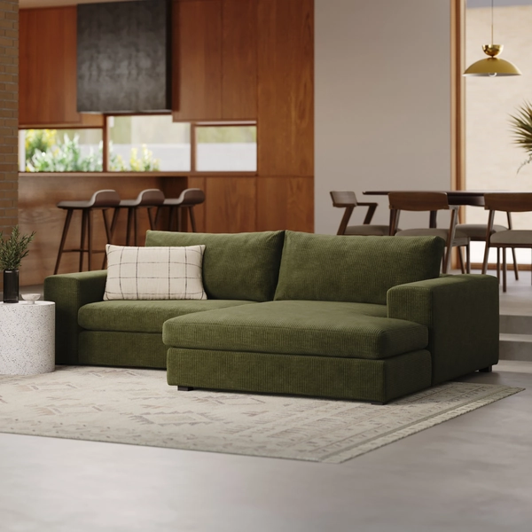 Beta 98" Modular Right Chaise Sectional - Cypress Green