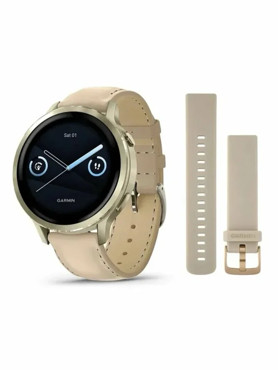 Garmin Venu 4 Lunar Gold Leather Version 