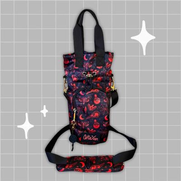 Witchy Water Bottle Bag with Fidget Zipper Pull