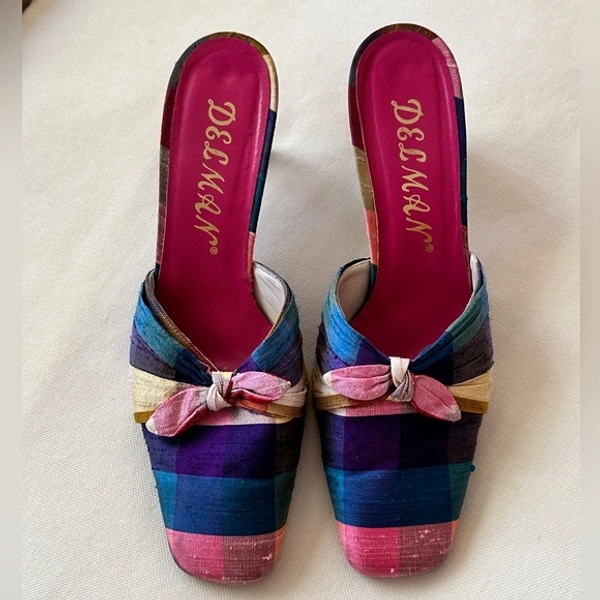 Delman satin heeled mules