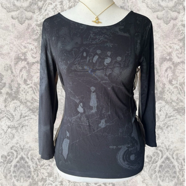 Cop.Copine Charcoal Black WhimsigothChic Long Sleeve Women's Small Top