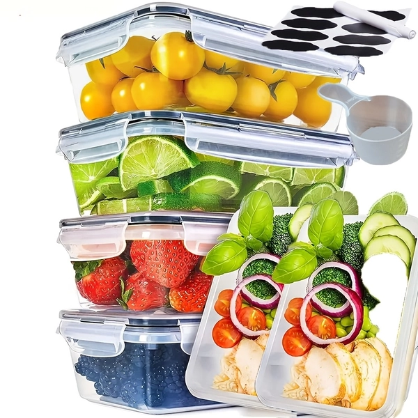 TEMU 24/48pcs Food Storage Containers Set Kitchen Organizers Meal Prep Container Airtight, Bpa-free Reusable Snack Lunch Containers, Easy-snap Lids,