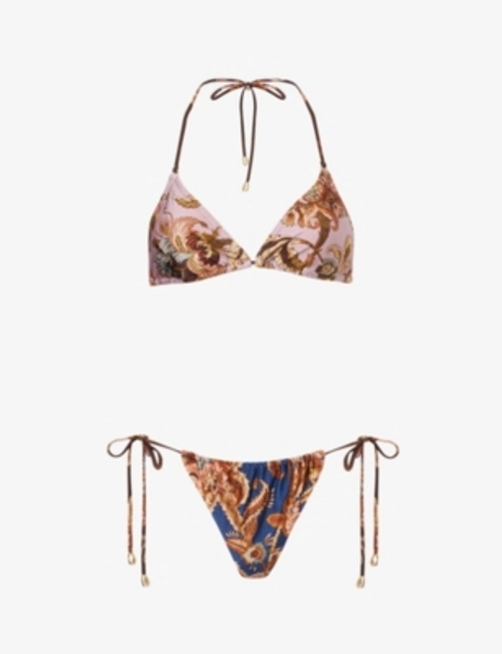Aster Floral Spliced Bikini Set