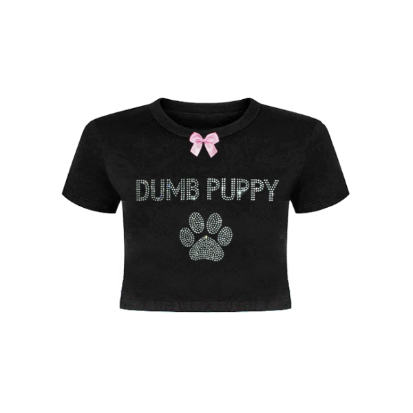 DUMB PUPPY RHINESTONE BABYGIRL TOP