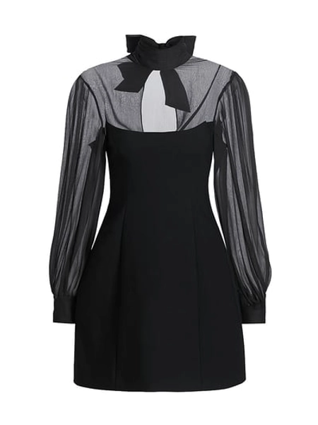 Cinq à Sept Women's Fili Mesh Tieneck Minidress - Black - Size 14