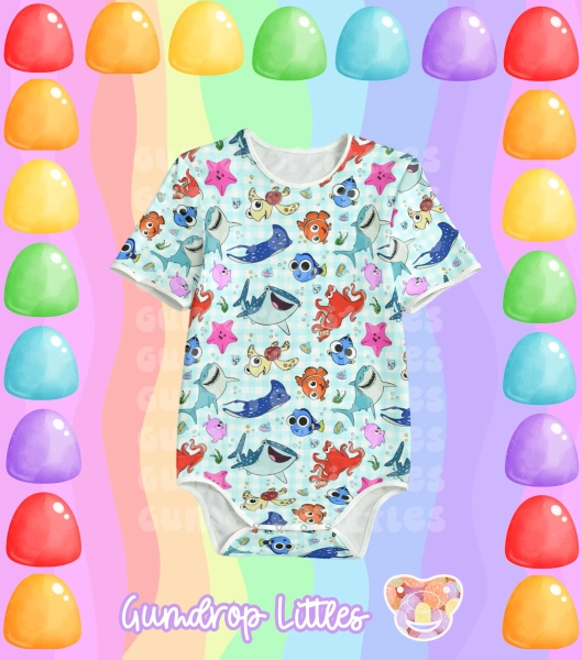 ABDL Orange & Blue Fish Onesie