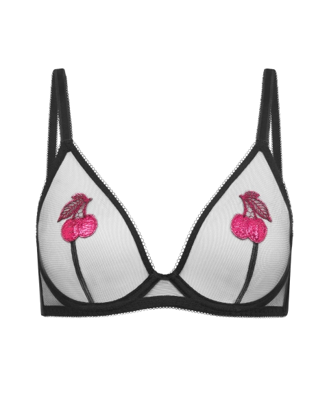 Perri Plunge Non Padded Bra in Black/Fuchsia | By Agent Provocateur