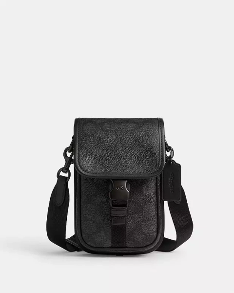 Charcoal Signature League Phone Crossbody Bag In Signature Canvas