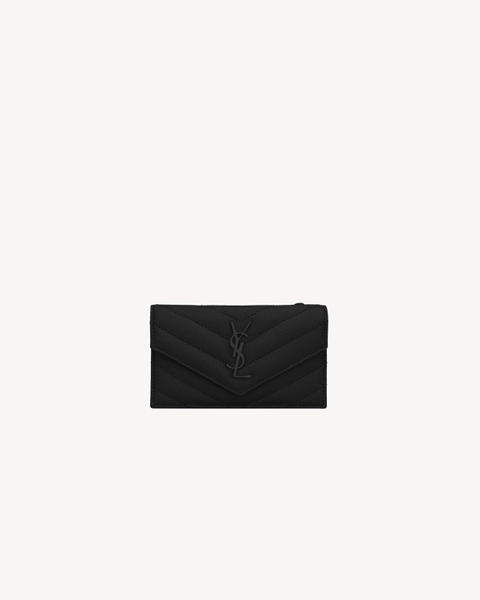 CASSANDRE MATELASSÉ FRAGMENTS FLAP CARD CASE IN GRAIN DE POUDRE LEATHER