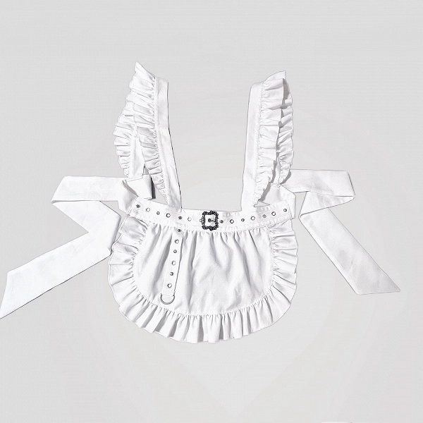 White Flutter Sleeves Self-tie Apron
