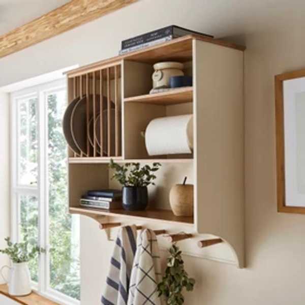 Churchgate Kitchen Wall Storage Unit with Plate Rack and Kitchen Roll Holder