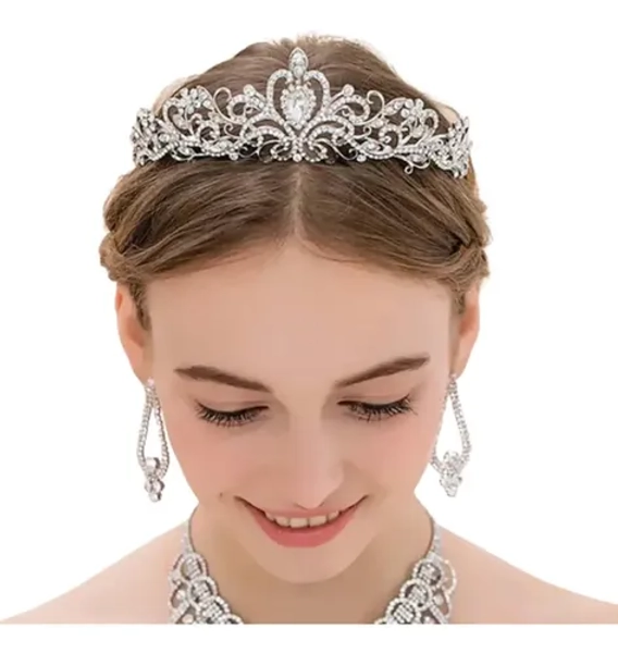 Tiara Pedraria Noiva Debutante Arco De Cabeça Coroa Princesa Cor Prateado