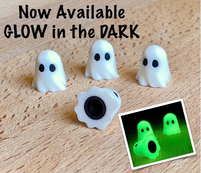 Tire Valve Caps - Ghost Valve Stem Cap (Set of 4) Premium NOW GLOW in the DARK 3D printed Ghost Valve Stem Cap Assembled with Schrader valve
