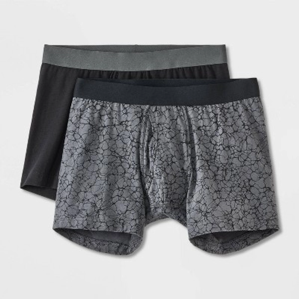 Men's Boxer Briefs 2pk - Goodfellow & Co™ Black S: Cotton Blend, Mid Rise, Pull-On Waist, Knit Construction