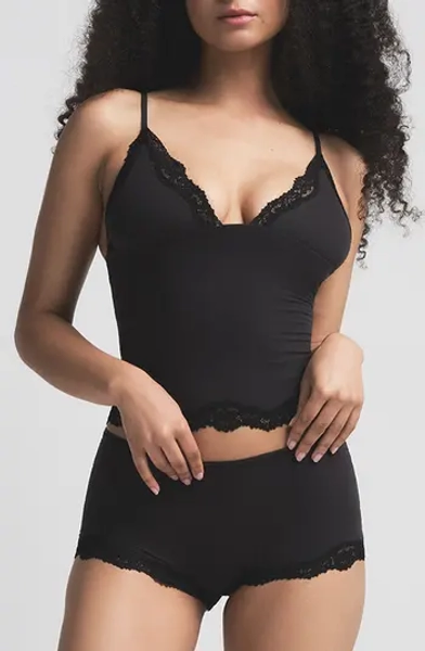 Fits Everybody Lace Trim Crop Camisole & Shorts Pajamas