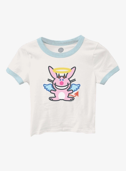 It's Happy Bunny Angel Girls Baby Ringer T-Shirt