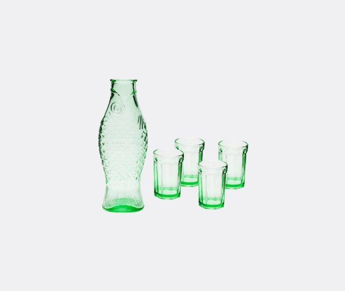Serax 'fish And Fish' Carafe And Set Of Four Glasses, Green - Glassware Green Uni UNI