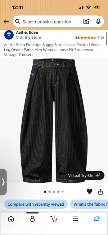 Aelfric Eden Pinstripe Baggy Barrel Jeans Pleated Wide Leg Denim Pants Men Women Loose Fit Streetwear Vintage Trousers Black S
