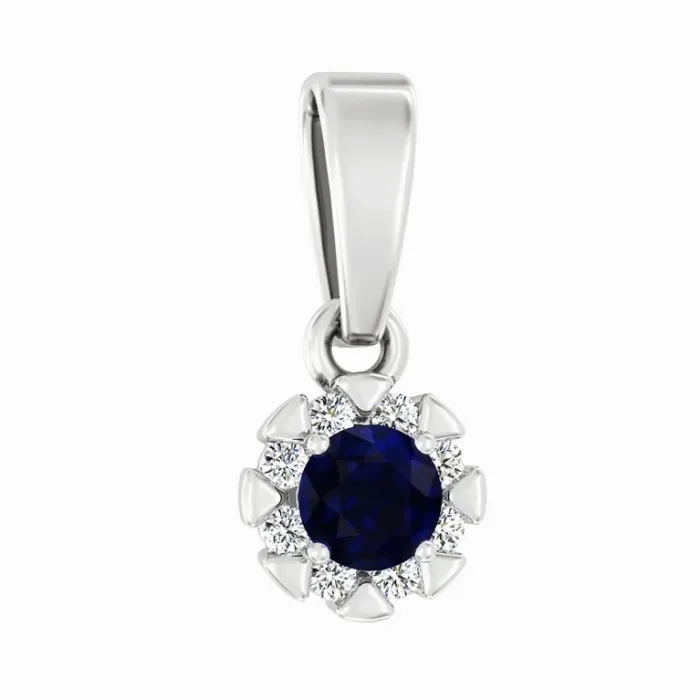 white gold pendant with sapphire