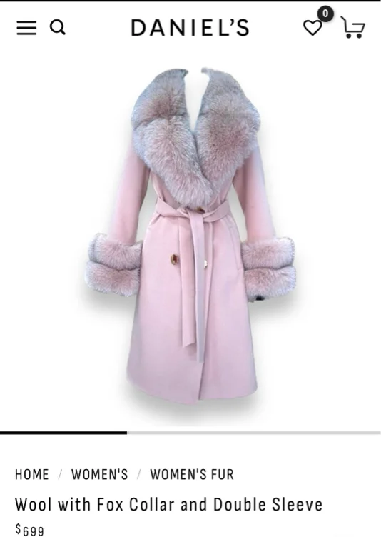 Wool with Fox Collar and Double Sleeve - Daniel's Leather