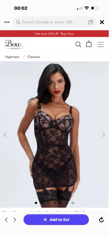 Alizay Lace Suspender Short Chemise | Boux Avenue