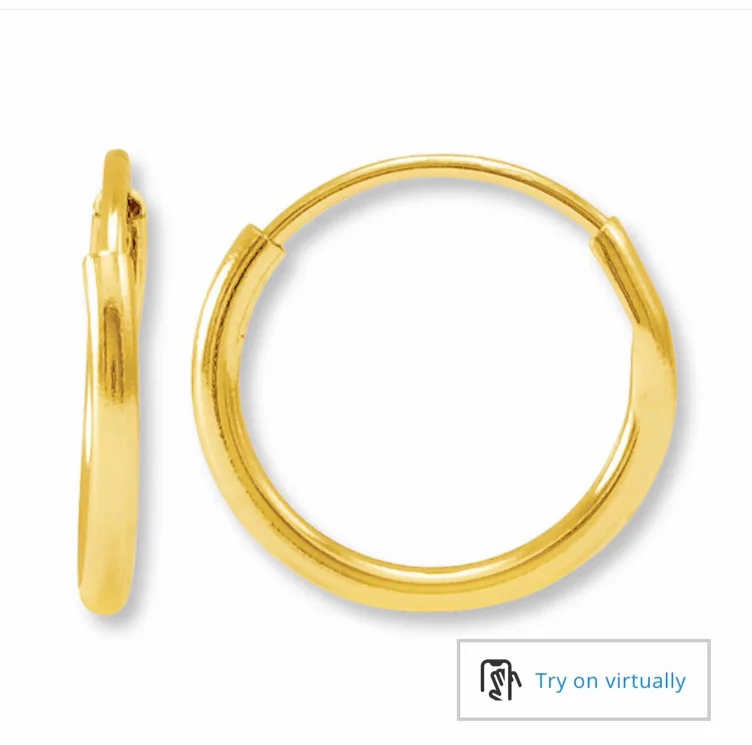 Hoop Earrings 14K Yellow Gold 10mm