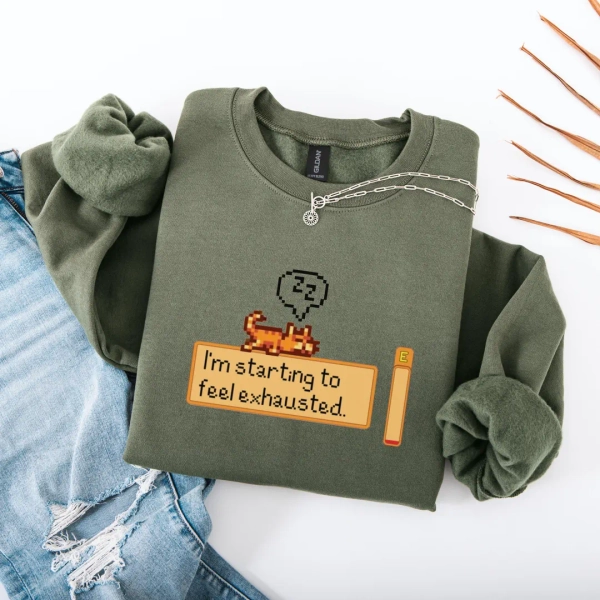 I'm Starting to Feel Exhausted Sweatshirt, Video Game Art, Sleepy Cat Sweater,gamer Gift, Gift for Him or Her - Etsy