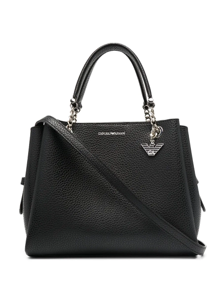 Emporio Armani: Pebbled Effect Chain Strap Tote Bag