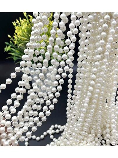 39,37 stopy 6/4/8 mm Sztuczne białe perły z koralikami, dekoracyjna perłowa girlanda do samodzielnego wykonania, akcesoria ślubne, spinki do włosów, dekoracja sali weselnej, przyjęcie świąteczne, dekoracja domu, kompozycja kwiatowa, ogród na świeżym powietrzu, blat stołu, przyjęcie herbaciane, wieczór panieński, maskarada, ozdobne perły, piękne eleganckie białe perły, sznur pereł w szpuli, perłowy sznur koralików w rolce