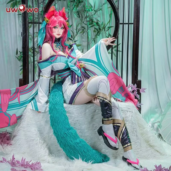 IN STOCK UWOWO Ahri Cosplay Costume Game Spirit Blossom Cosplay Ahri New The Nine-Tailed Foxx Halloween Oufit